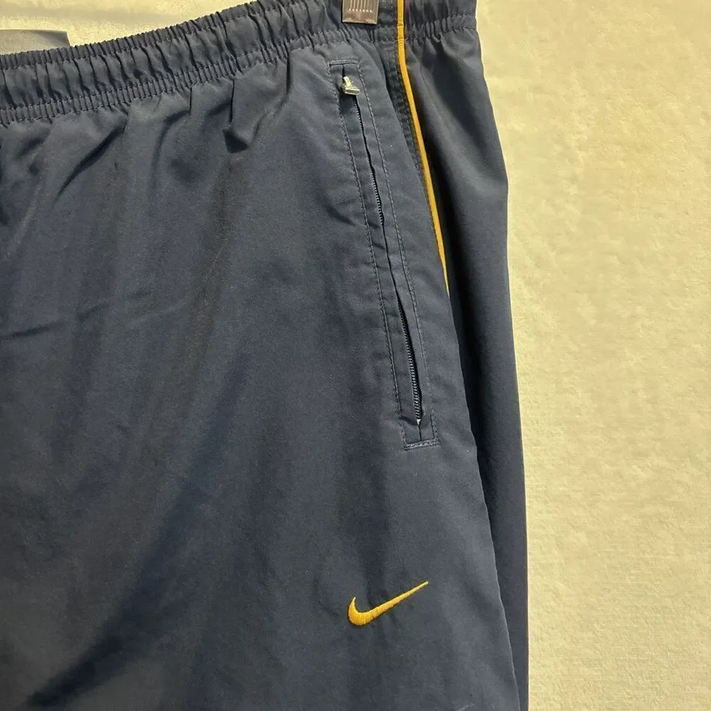 Nike Men's Windbreaker Track Pant Vintage Y2K Navy Yellow Ankle Zip Size XL